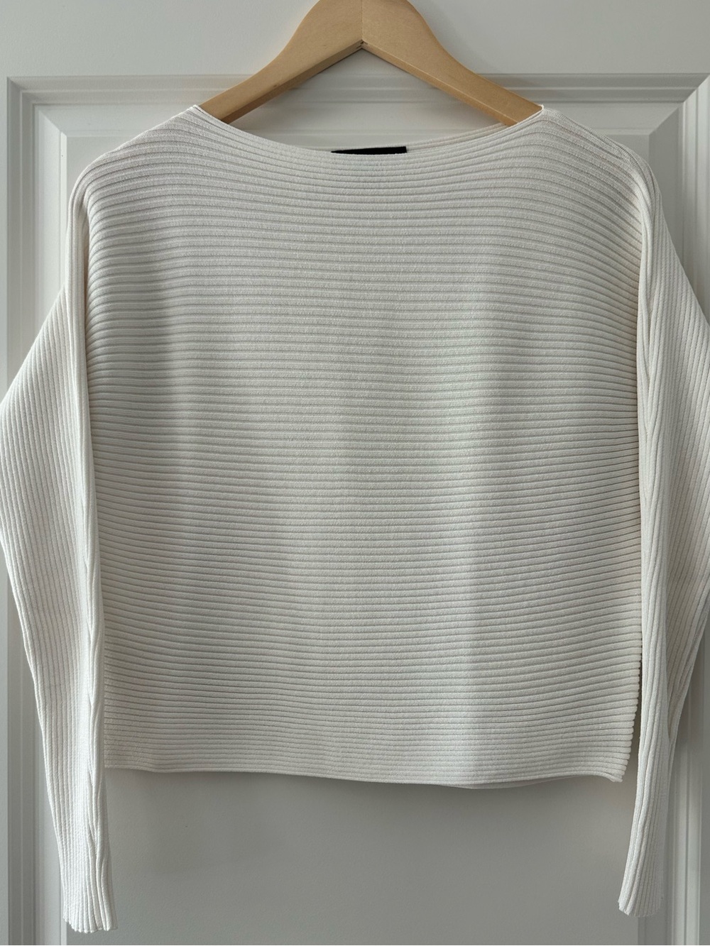 Ann Taylor Cream Ribbed BoatNeck Sweater
